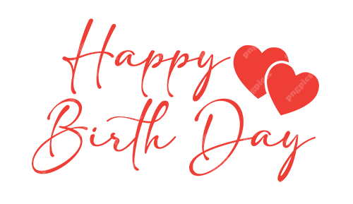 Happy Birthday Text with Read Hearts PNG png