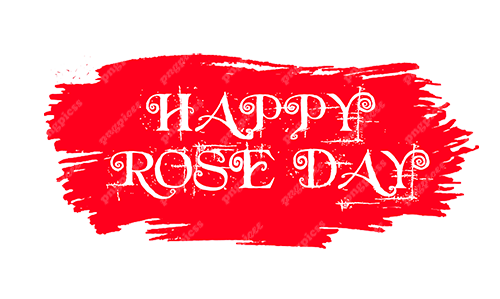 Happy Rose Day is Written on a Red Brush Stroke PNG png