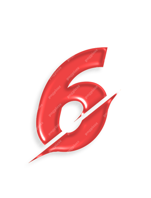 6 Six in Red PNG png