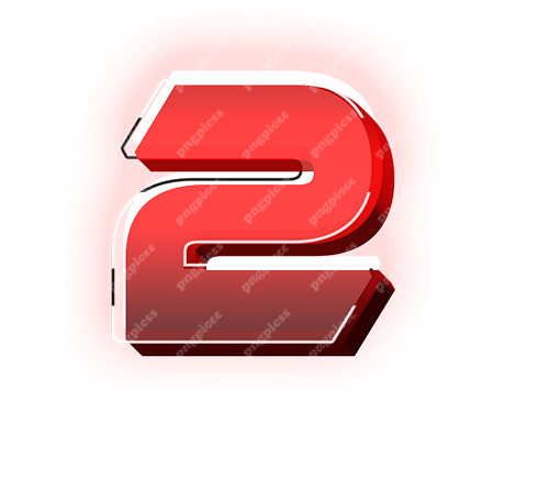 2 two in Red 3D PNG png