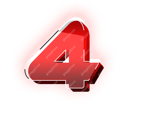 4 four Red 3D PNG png