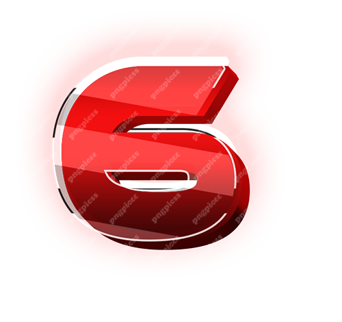 6 six Red 3D PNG png