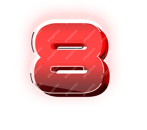 8 eight Red 3D PNG png