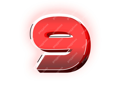 9 nine Red 3D PNG png