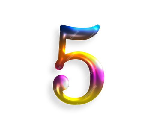 5 Five in Multicolour PNG png