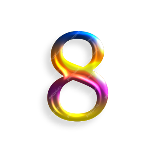 8 Eight in Multicolour PNG png