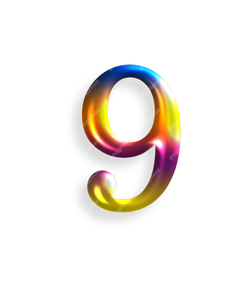 9 Nine in Multicolour PNG png
