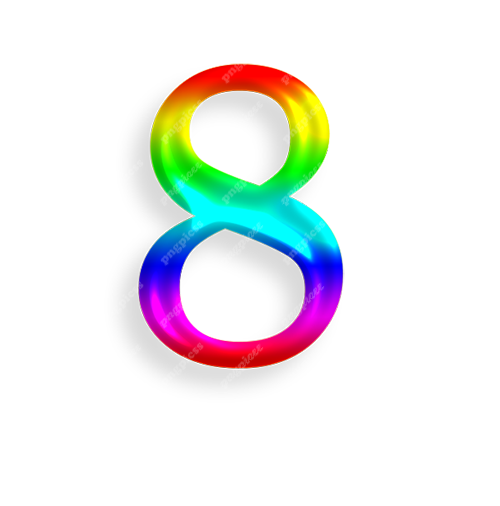 8 Eight in Multicolour PNG png