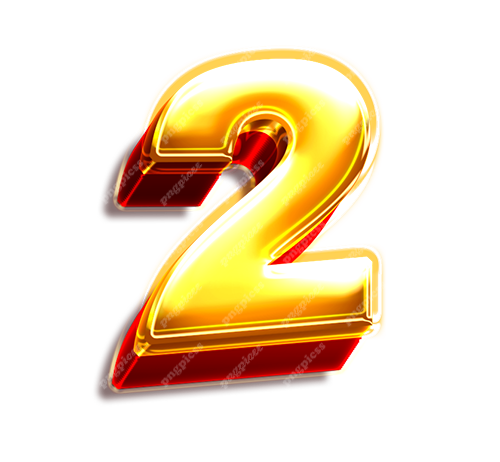 2 two in Golden 3D PNG png