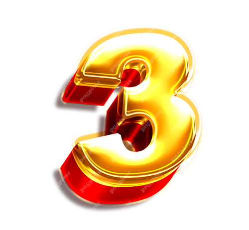 3 three Golden 3D PNG png