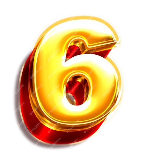 6 six Golden 3D PNG png