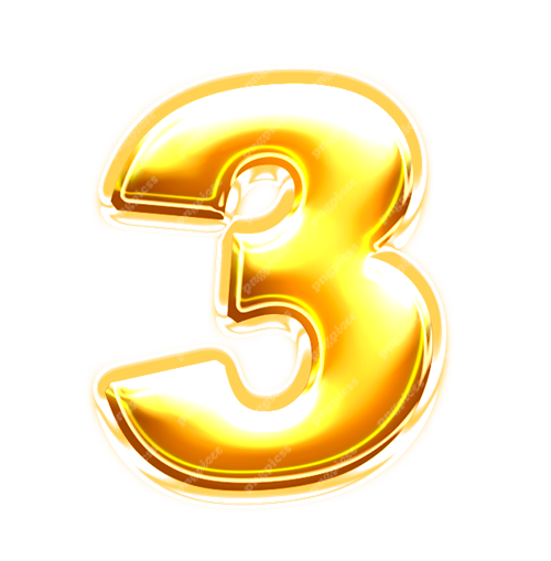 3 three Golden 3D PNG png