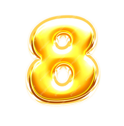 8 eight Golden 3D PNG png