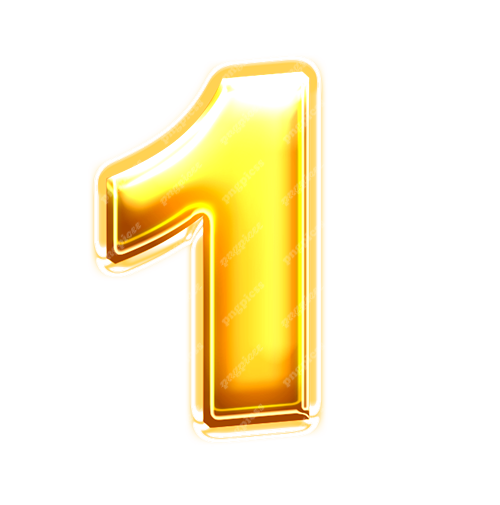 1 one Golden 3D PNG png